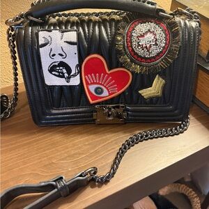 Black Quilted Faux Leather Women's Bold Bag with Edge